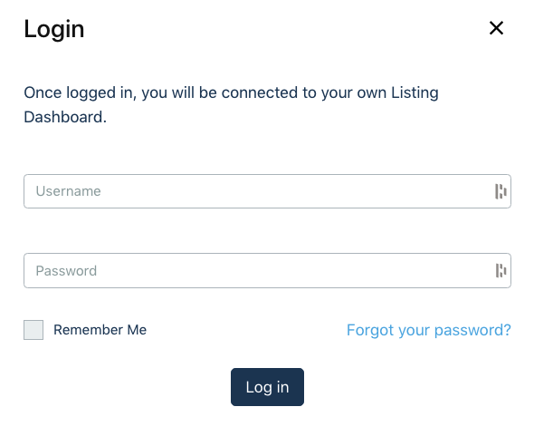 Site Login Screen